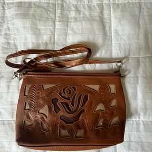 Leather small purse with shoulder strap. Never Carried.